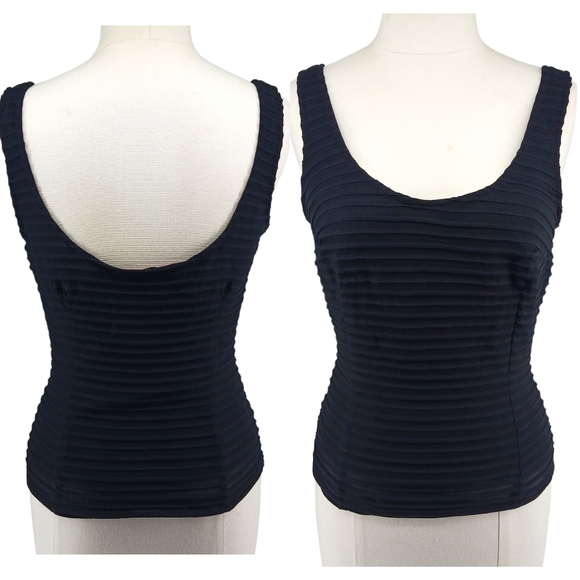 JS Collection Black Mesh Striped Shirt & Tank Top Set Ringstones Button Size 6 - Picture 11 of 16